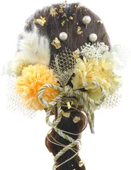 [JZOON] 7色展開 ドライフラワー 髪飾り ダリア 造花飾り紐 赤 ヘアアクセサリー 成人式 ゴールド 水引 ヘッドパーツ あじさい 振袖 着物 卒業式 七五三 浴衣 袴 結婚式 かすみ草 和装 造花 手作り (シャンペン)