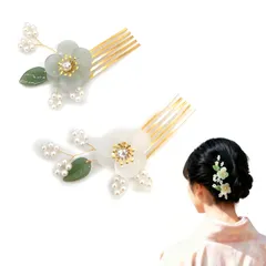 髪飾り ヘアアクセサリー かんざし u字型 和装 結婚式 浴衣 発表会 成人式 卒業式 花嫁 七五三 前撮り 入園式 入学式 花 袴 レディース シンプル ヘッドドレス 礼盒装【2点セット】｜NAJIKA