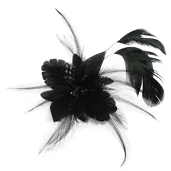 FYBownot 羽根 フラワー ブローチ ピン クリップ付き 髪飾り 両用 コサージュ 胸飾り 制服小物 服アクセサリー フォーマル 入学式 卒業式 結婚式 宴会 パーティー イベント プレゼント