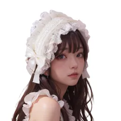 ロリータ ヘッドドレス カチューシャ レース リボン ゴスロリ 髪飾り 萌え メイド (white, 普通)