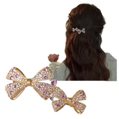 FASELE ヘアクリップ バレッタ 髪留め エレガント 大人 可愛い 優しい 髪飾り スプリングクリップ 6.5cm キラキラ 蝶 女性 おしゃれ 日常 通勤通学 誕生日 発表会 結婚式 卒業式 入学式 パーティー 記念日 プレゼント