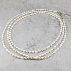 agate購入品 淡水パール ロングネックレス シルバー STERING刻印 