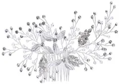 COLINY ヘッドドレス ウェディング 髪飾り ヘアアクセ 花 結婚式 パーティー 和装 ダンス(C.シルバーフラワー)