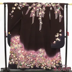 振袖 長襦袢 ２点 セット 成人式 購入 正絹 黒 濃紫 辻が花 落款  身丈162cm  裄丈67cm  練習 衣装 着付け 式典M～Lサイズ相当