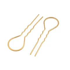 FRCOLOR 10本セット ゴールド 合金製 U字型かんざし 波状ヘアピン レディース 女の子用 和装髪飾り 結婚式 成人式 振袖対応 ヘアアクセサリー