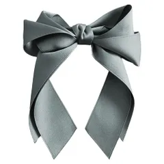 リボン 大きめ レディース ヘアゴム ロングサテン 結婚式 かわいい ヘアアクセサリー 12.グレー