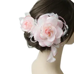 髪飾り セット 高級造花 和玉 房飾り カスミソウ ドライフラワー タッセル 成人式 七五三 浴衣 袴 着物 振袖 和装 卒業式 結婚式 手作り 豪華バラ本 (ピンク)