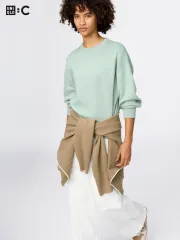 ユニクロ スムーズコットン クルーネックセーター ライトグリーン (新品)