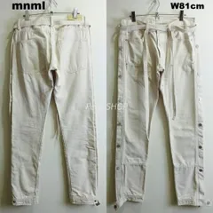 mnml　ミニマル　Snap Western Pants　W82cm / W29 / M　スナップ ウエスタンパンツ　スリム　サイドジップ　ベルト付　ダブルニー　アイボリーホワイト / 白　メンズ