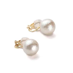 パール イヤリング コットンパール 真珠 レディース ライトベージュ ゴールド 12mm ブランド10年保証