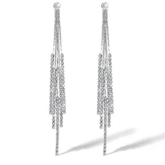 タッセル ドロップ イヤリング、LucBuyラインストーン ダタッセルドロップイヤリング、LucBuyラインストーンダングルイヤースタッドロングゴールド模造ダイヤモンドジュエリー、輝くサークルトライアングルスターシェイプイヤリング、誕生日、結婚式、プロムのブラ