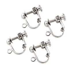 [ジュエリーショップエム］ 日本製 玉ブラ ネジバネ カン付き イヤリング金具 2ペア 4個 セット 金属アレルギー対応 シルバー ca0005-R