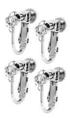 [ジュエリーショップエム] スワロフスキー付き スワロフスキー 一粒 ネジバネ カン付き イヤリング金具 2ペア アレルギー対応 シルバー ca0029-R