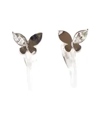 【MUK公式】痛くないイヤリング 金属アレルギー対応 レディース ニッケルフリー 人気 メタルバタフライ樹脂ノンホールイヤリング普段使い ジュエリー ギフト ファッション かわいい おしゃれ アクセサリー 両耳 2個セット (シルバー) プレゼント