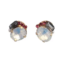 イヤリング レディース 人気 ノンホールピアス 痛くない ゴールド ブラック ホワイト 黒 白 レッド クリスタル ラインストーン 大ぶり 大人 上品 イヤリング ノンホールピアス【 イアリング 】 ミヤビグレース Miyabi Grace (ピンク)