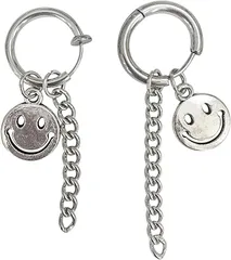 【Liberty-M】スマイル イヤリング フェイク 二コちゃん イヤーカフ 韓国アイドル 人気アクセサリー (写真 左）