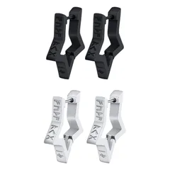 ピアスリング フープピアス 18g ロックパンク 2ペア: ステンレス 軟骨ピアス ペアピアス 幾何学 五芒星 イヤリング ゴシック ヴァイキング シルバー ブラック - メンズ レディース ファッション アクセサリー