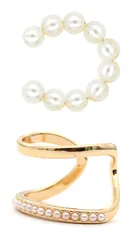 miwaki イヤーカフ イヤリング パール 2個セット レディース メンズ アクセサリー 日本製 金属アレルギー対応 ゴールド パールライン oec01 ゴールド