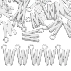 [uxcell] 40個のレター装飾、合金製のレターWイニシャルアルファベット装飾、DIYクラフト宝石作りブレスレットイヤリングネックレス、シルバー