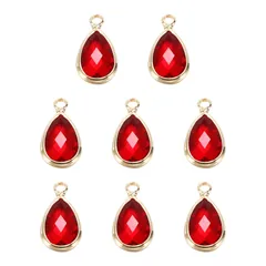 [PATIKIL] 誕生石装飾ビーズドロップペンダント 8個セット水晶ハンドメイド誕生石0.59 x 0.33 個別 イヤリング ブレスレット ネックレス キーチェーン 宝石メイキング用 赤色