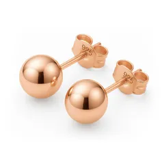 KEZEF (ケゼフ) ボールピアス 洗練された ローズゴールドコーティング スターリングシルバー ボールスタッド ピアス イヤリング ピアス レディース ピアス メンズ サイズ (5mm)