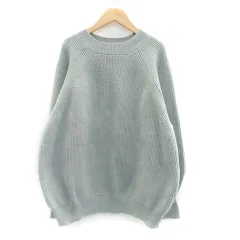 コーエン coen ニット セーター クルーネック 長袖 無地 M ミントグリーン /HO41
