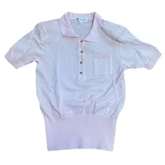 クレージュ　カットソー　麻　9R Mサイズ　ピンク　半袖　肩パッド　ヴィンテージ　古着　トップス　ニット