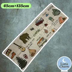 キャンプ アクセント ラグ 絨毯 ジャガード キャンプ 北欧 マット ホワイト 森 ポップ かわいい イラスト