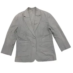 ミラオーウェン Mila Owen テーラードジャケット カーキ系 リネン50% レディース 0 カジュアル ビジネス 大きめ【Z1739】