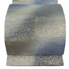 【美品】 袋帯 名品 ぼかし柄 金糸 箔 青灰色 全通 正絹 【中古】