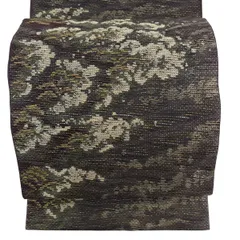 【美品】 袋帯 名品 波 箔 焦茶色 六通 正絹 【中古】