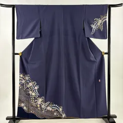 付下げ 身丈158cm 裄丈62.5cm S 袷 翠山工房 やまと 落款 辻ヶ花 花唐草 金彩 青紫 正絹 名品 【中古】