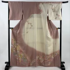 訪問着 身丈166.5cm 裄丈68cm L 袷 徳永憲峯 落款 辻が花 金通し ぼかし ピンク 正絹 名品 【中古】