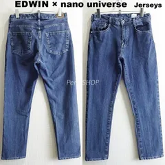 EDWIN × nano universe　（エドウィン × ナノユニバース）　別注　Jerseys　W71cm / レディース M 相当　ストレッチ　テーパードデニム　中濃ブルー　ジャージーズ