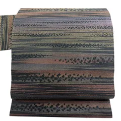 【美品】 名古屋帯 秀品 縞 幾何学模様 金通し 茶紫 正絹 【中古】