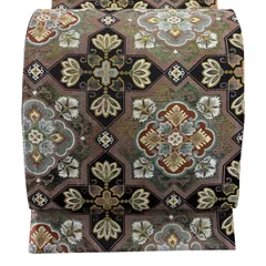 【美品】 袋帯 秀品 華文 幾何学 金糸 箔 小豆色 六通 正絹 【中古】