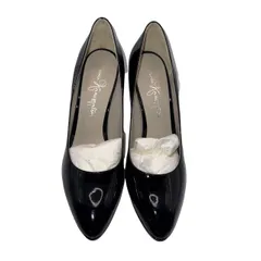 C447 銀座かねまつ（GINZA Kanematsu）ポインテッドトゥパンプス 24.5cm ブラック フォーマル パーティー