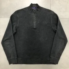ポロラルフローレン パープルレーベル イタリア製 コットン ハーフジップ プルオーバー スウェット Tシャツ S