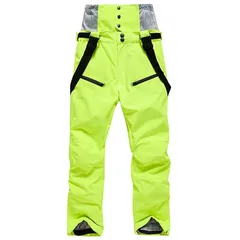 【新品】 [LOKIPONG] スノーボードパンツ メンズ スキーパンツ 防寒 スキーウェア サーマルフリース裏地 防風 防水 スノボウェア レディース シャベル サスペンダー付き 蛍光緑 XSサイズ 1