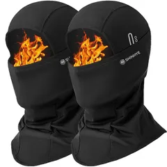 【新品】 [ShinHye] バラクラバ ネックウォーマー 冬用 防寒 目出し帽 裏起毛 防風 保温 息苦しくない メガネ穴付き 伸縮性 暖かい スキー スノーボード 釣り バイク 自転車 登山 スポーツ アウトドア 男女兼用 （ブラック 2PC メガネ穴 0