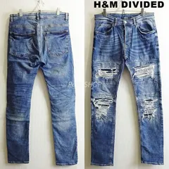 H&M DIVIDED　エイチアンドエム　スキニー バイカーデニムパンツ　W83cm / W32 / M　ハイストレッチ 　インディゴ　メンズ