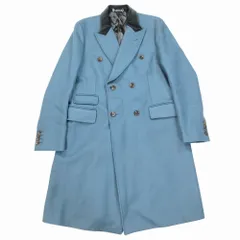 14AW GUCCI グッチ ウール ダブルブレスト ロングコート アウター ブルー サイズXL メンズ 297U36 48T5F0 【中古】