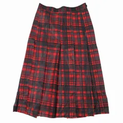 TOGA PULLA トーガプルラ 24SSチェック シアー プリーツスカート Mesh print pleats skirt TP241-FG221 レッド サイズM 【中古】