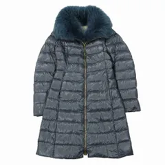 HERNO ヘルノ PI0650DIC フォックスファー付き ロングダウンコート アウター ジップアップ ネイビー サイズM レディース 【中古】