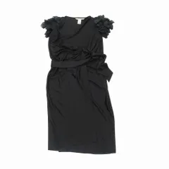 DIANE von FURSTENBERG ダイアンフォンファステンバーグ カシュクール ワンピース 半袖 サイズ4 M ブラック 黒 レディース 【中古】