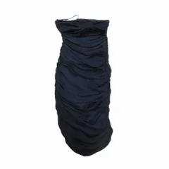 DIANE von FURSTENBERG ダイアンフォンファステンバーグ ドレープ ドレス ベアトップ ワンピース 2 S ネイビー レディース 【中古】