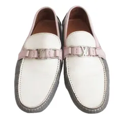 LOUIS VUITTON ルイヴィトン LV ホッケンハイムモカシン ドライビングシューズ レザー ホワイト グレー 8.5 27.5cm メンズ 【中古】のサムネイル