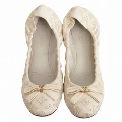 LOUIS VUITTON ルイヴィトン モノグラム マヒナ バレエシューズ LVロゴ アイボリー サイズ37 24cm レディース 【中古】