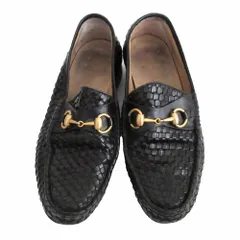 GUCCI グッチ 1000171 メッシュレザー ホースビットローファー シューズ サイズ7.5D 25.5cm ブラック メンズ 【中古】