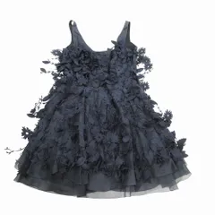 DIANE von FURSTENBERG ダイアンフォンファステンバーグ シルク ワンピース ドレス フラワー 装飾 6 M ネイビー レディース 【中古】